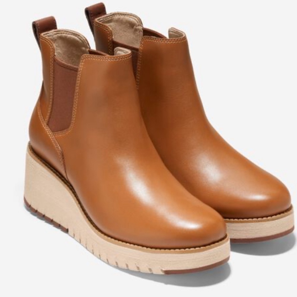 ZERØGRAND (COLE HAAN) City Wedge Waterproof Chelsea Boot - size 10, brown